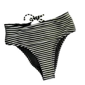 Byrds of Paradise Striped Bikini Bottom Black White Size S Pool Beach Summer